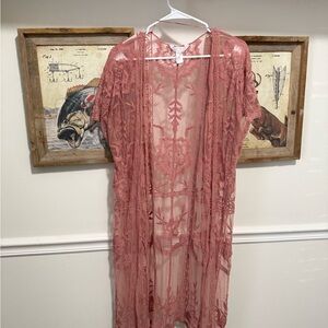 LC Lauren Conrad Dusty Rose Lace Robe